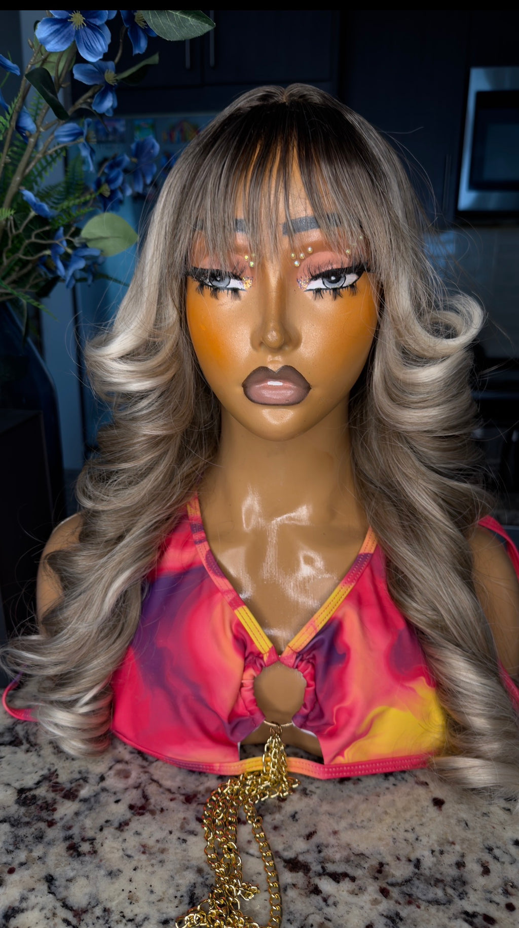 14” Grey Highlights Wig