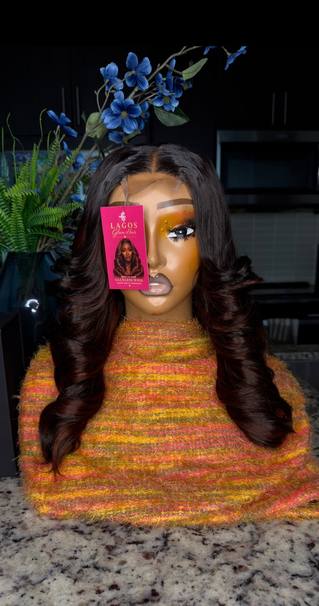 14” Ombre Black Wig